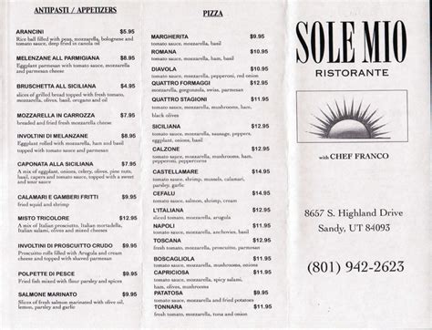 ristorante pizzeria o' sole mio recensioni|o sole mio restaurant menu.